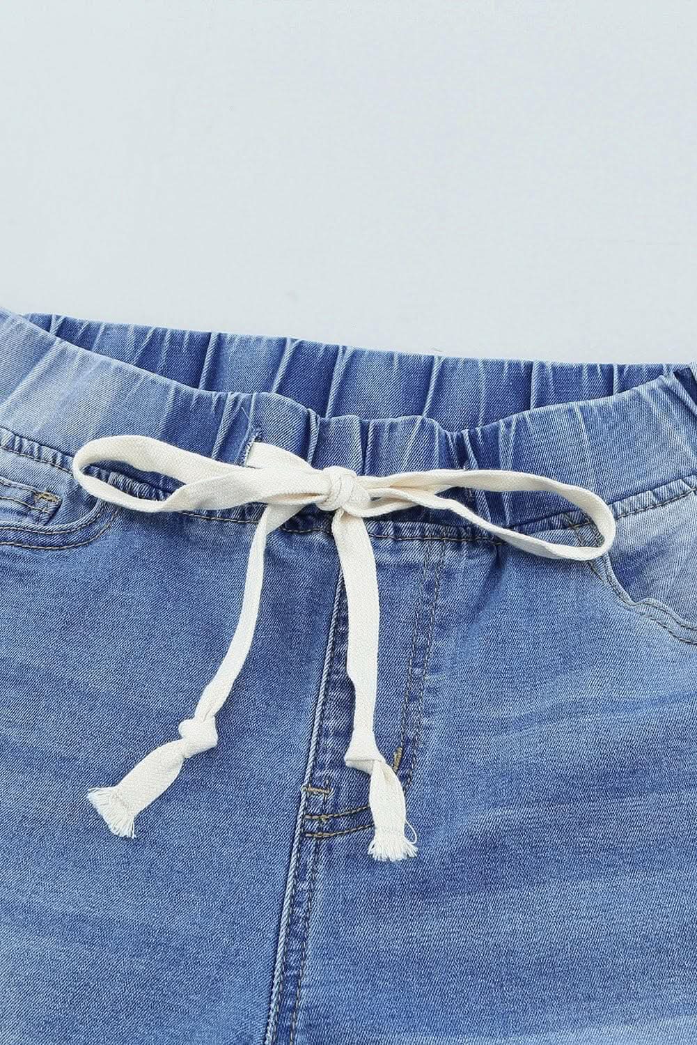 Distressed raw hem joggers - Love Salve